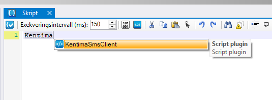 IntelliSense föreslår KentimaSmsClient